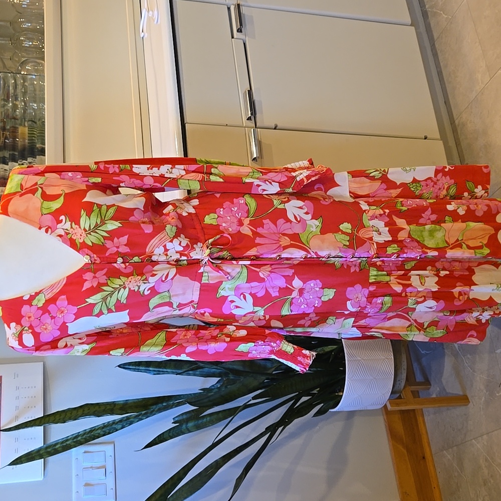 NWOT Lands' End Pink Floral Midi Dress Size Small